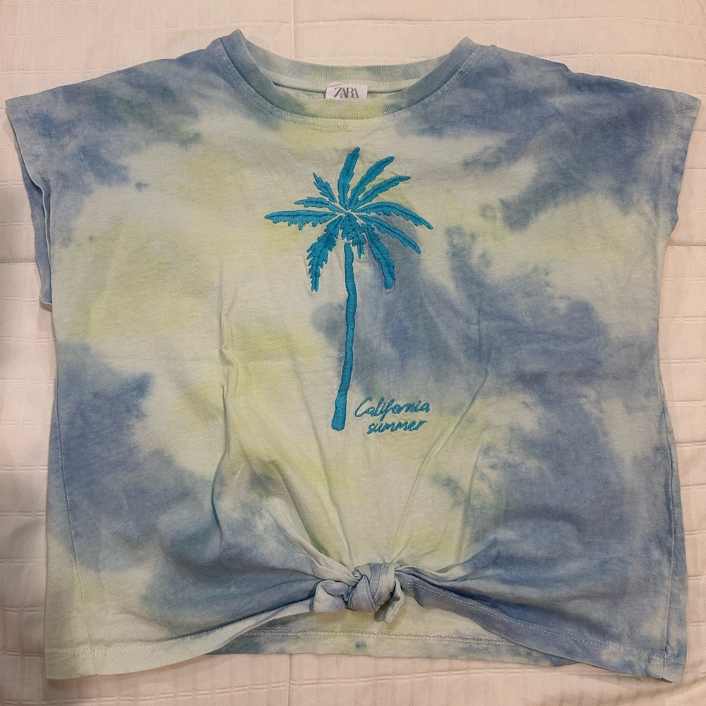 Zara Kids Blue and Yellow Tie-Dye T-Shirt